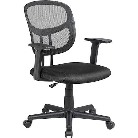 Global Industrial Mesh Back Office Chair with Lumbar Support, Fabric Seat, Black 695968